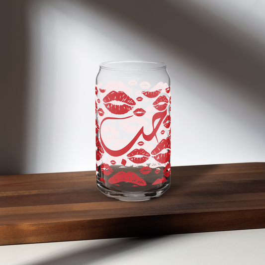 Can Shaped Glass - Red Kisses حب